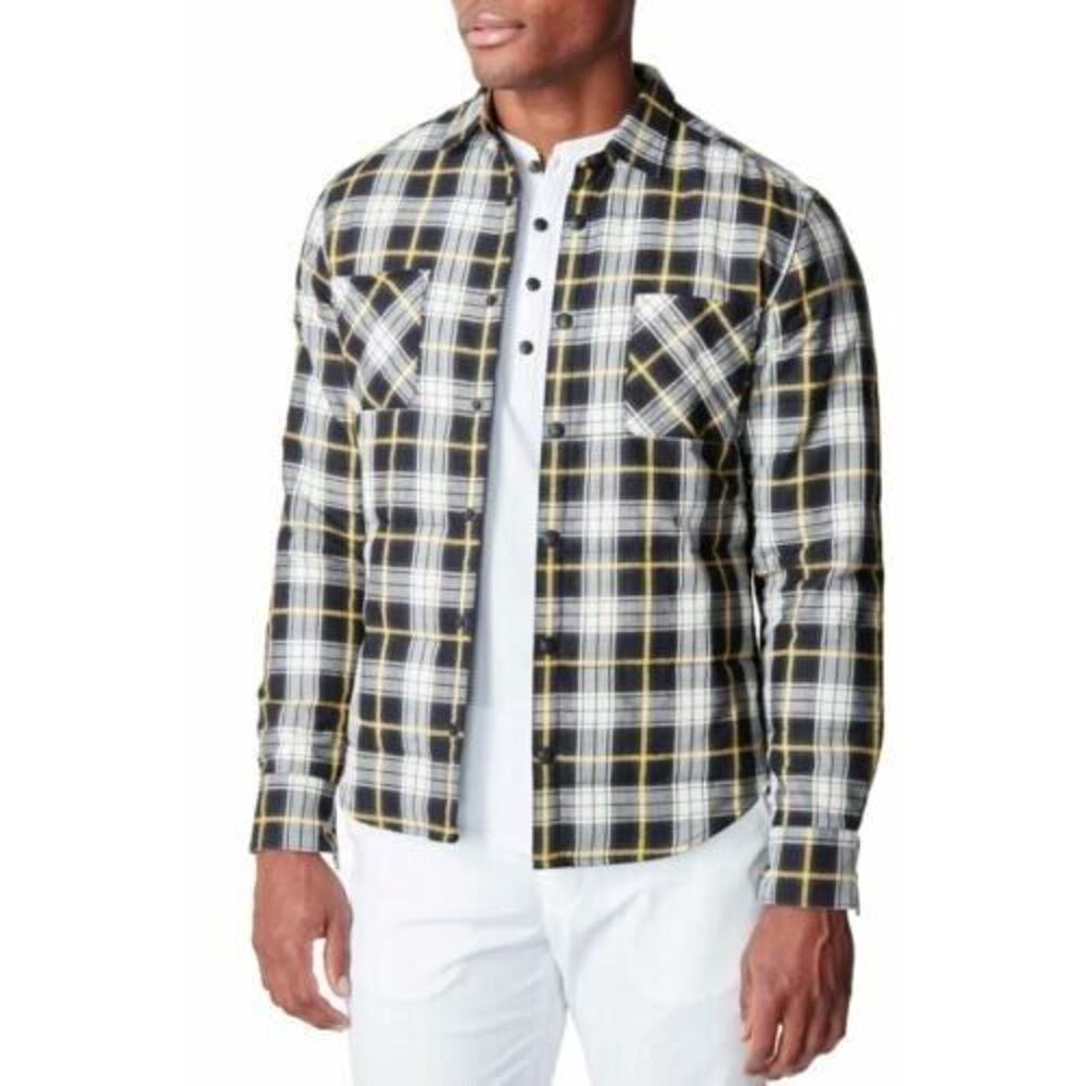 Good Man Men's Yellow & Black Plaid Shirt Jacket X-Large MSRP $248